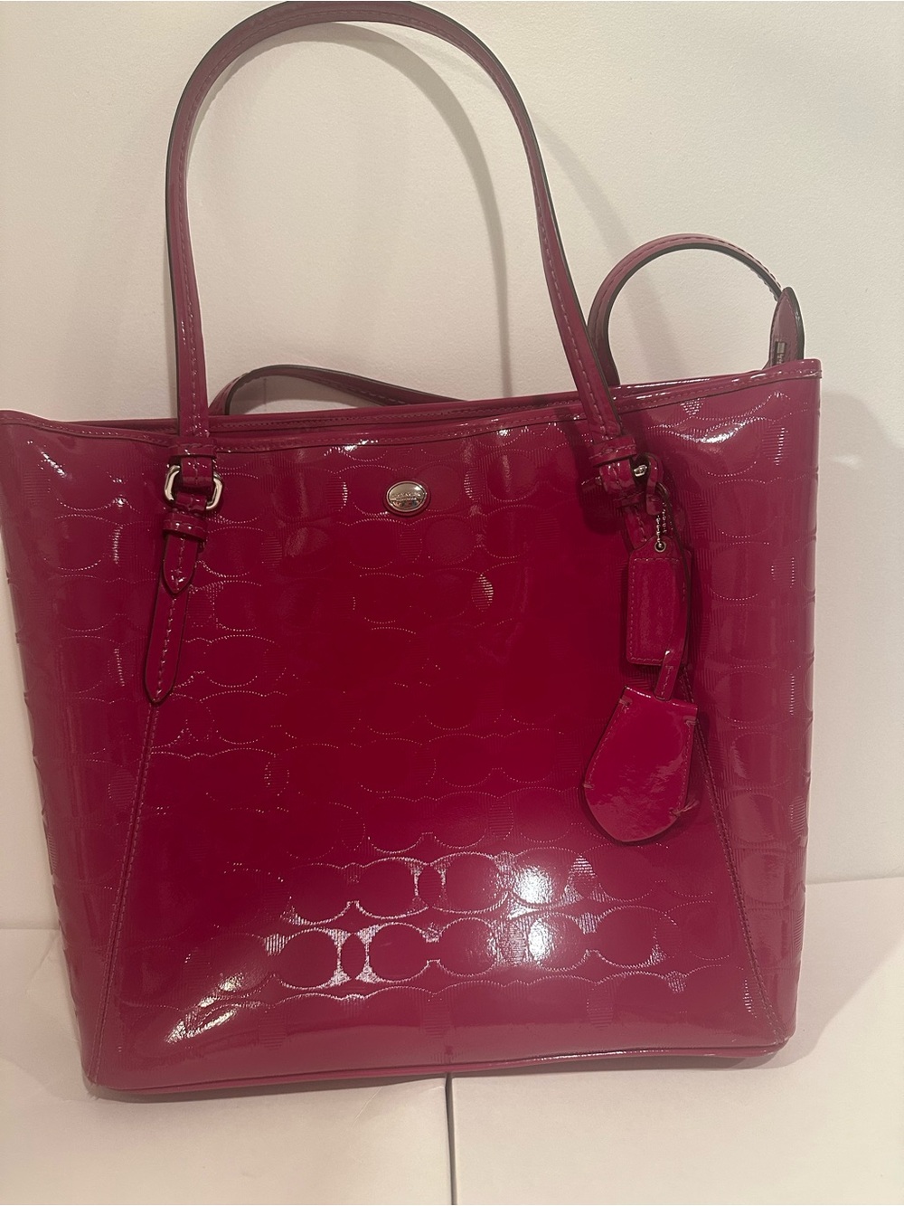 Coach Patent Leather Tote in Fuchsia